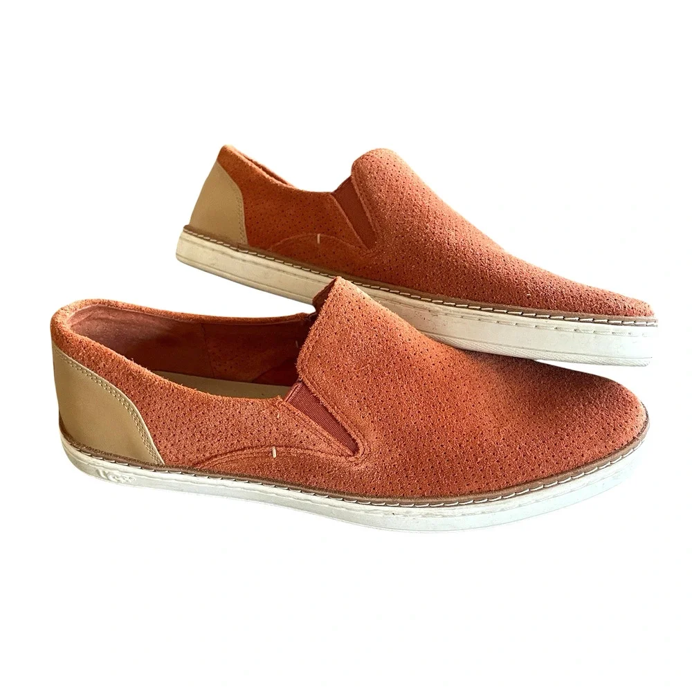 UGG Adley Women's Size US 10/41 Orange Suede Perforated Leather Slip-On Loafers